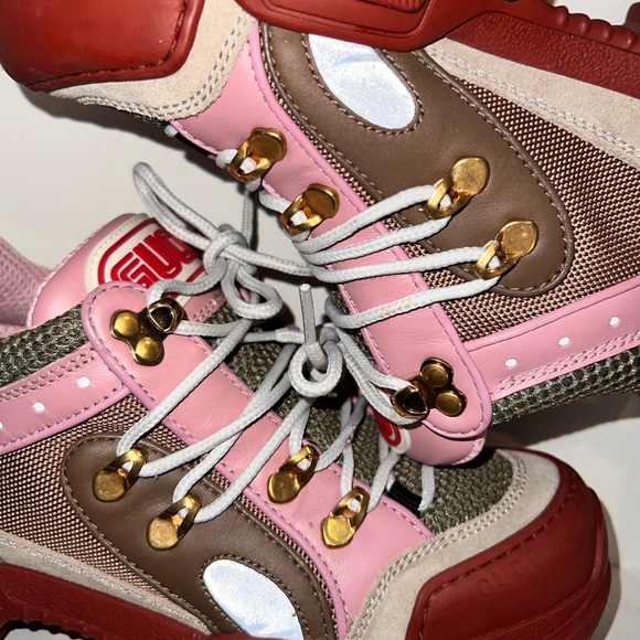 GUCCI X SEGA Calfskin Flashtrek Military Oatmeal Carmine Rose Ardesia USED! - Picture 9 of 13